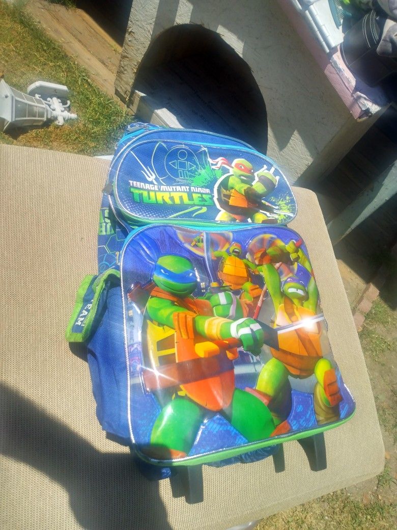 Large Rolling Backpack - Teenage Mutant Ninja Turtle - Blue New 654757