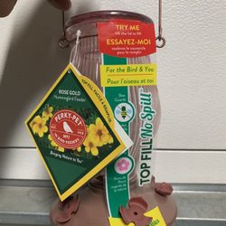 Rose gold hummingbird feeder