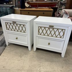 Pair Of Home Square Emma 2- drawer nightstands in white and gold