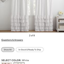 Pottery Barn White Linen Ruffle Curtains 