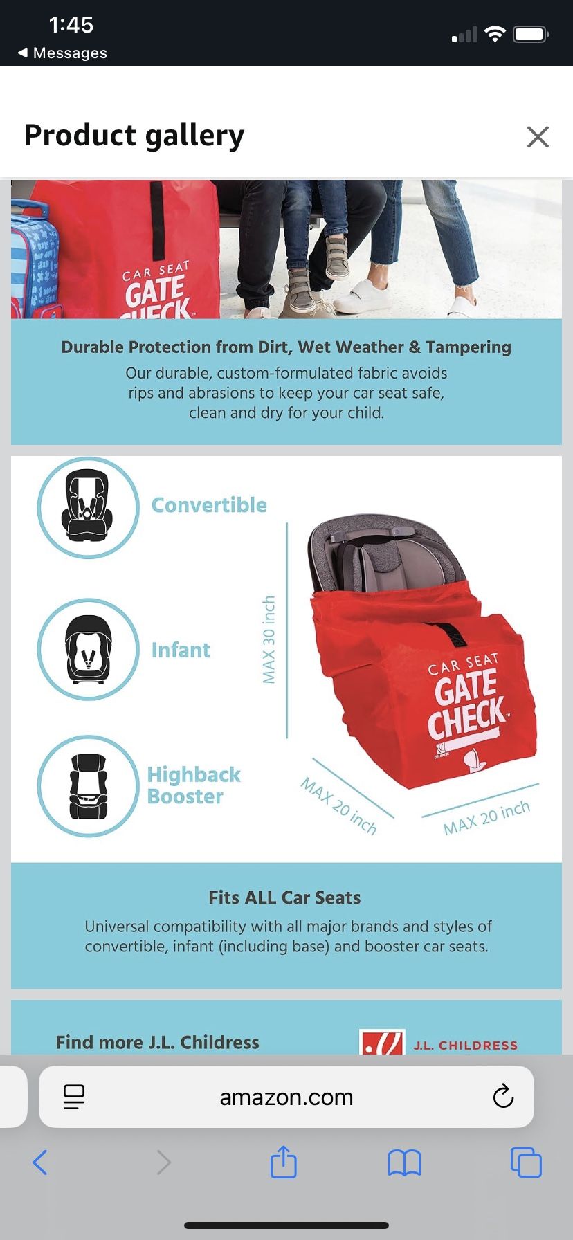  Gate Check Bag for Car Seats 