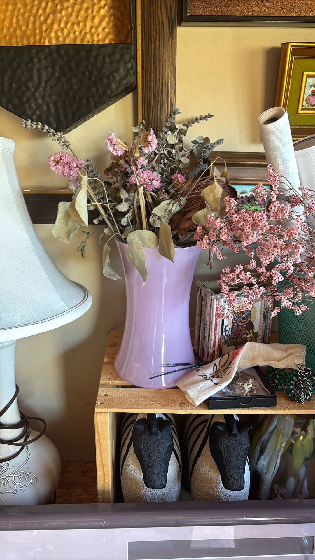 Pink Vase with dried flowers