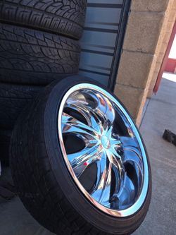 Tires and chrome rims for sale - 265 35r 22