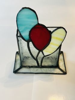 Up, Up & Organized! Handmade Stained Glass Balloon Letter Holder OBO