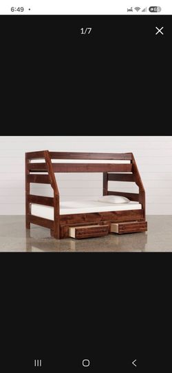 Solid Pine Twin Over Full Bunk Bed with Storage Drawers