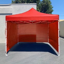 (NEW) $140 Heavy Duty 10x10 ft with 3 Sidewalls, EZ Popup Canopy Outdoor Gazebo, Carry Bag (Black)