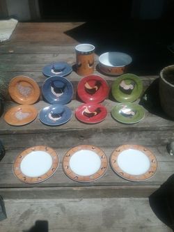 Brandon House Country Quartet Dinner Plates, Dessert Plates, Salad Bowl and Spoon Holder