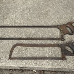 2 Large Antique Hack Saws Hacksaw 