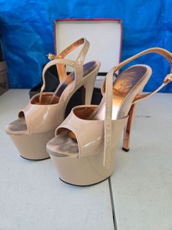 Pleaser Sky-309TT Nude Platform Sandals Size 7