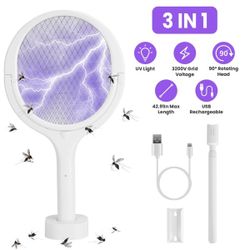 3 In 1 Electric Bug Zapper Racket 90ºRotating