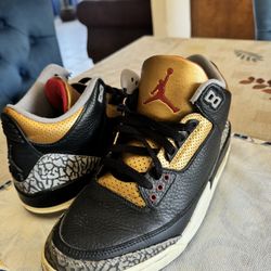 Air Jordan 3 Retro Black Cement Gold women’s size (10)