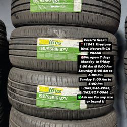 195/55R16 TBB A SET OF FOUR NEW TIRES, INCLUDES MOUNTING AND BALANCING WITH WARRANTY, ASK  ME FOR ANY SIZE OR BRAND, WE HAVE THE BEST PRICES!!