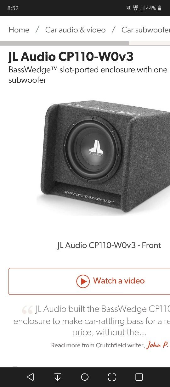 New JL Audio Sub In Box