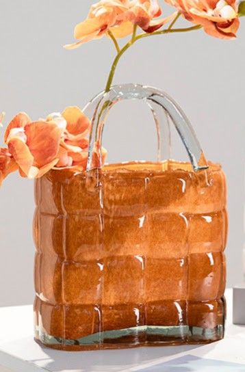 Brown Glass Purse Vase