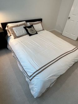 IKEA Queen black bed frame and mattress