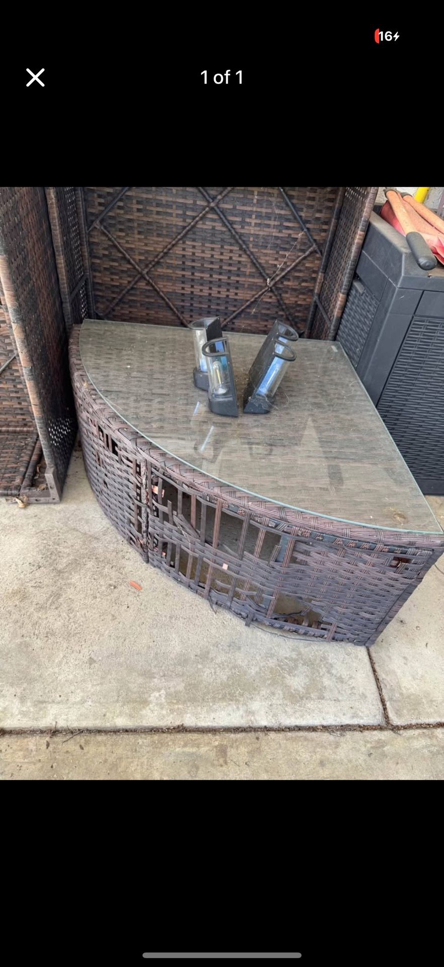 Backyard Corner Table Glass Top
