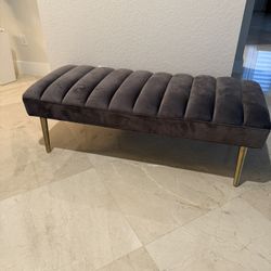 TOV Furniture Jax Gray Velvet Bench