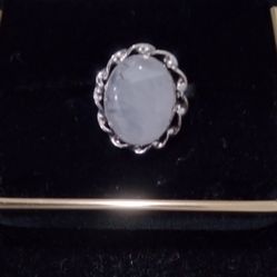 NEW Size 8 Milky Quartz Sterling Silver Ring