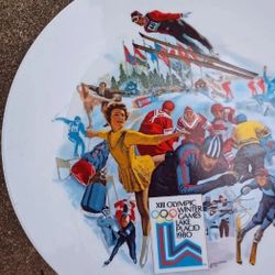 Vintage Midcentury 1980 Lake PLACID USA winter Olympics Commemorative Plate Ceramic 