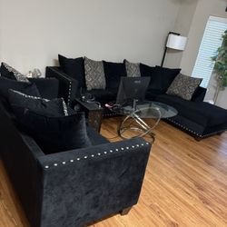 black velvet 2 piece couch set