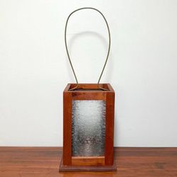 Large Wood And Glass Lantern Candle Holder Porch Garden Patio Farmhouse Decor