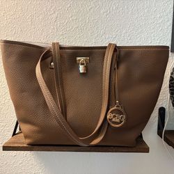 Bcbg brown leather tote bag