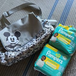 Diaper Bag With Size 1 Diapers 