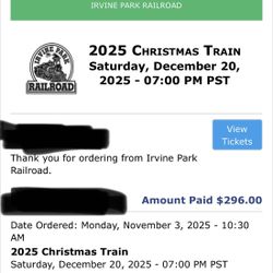 IRVINE REGIONAL PARK CHRISTMAS TRAIN TICKETS