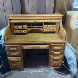 Real Wood Antique Roll Up Desk 