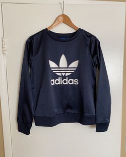 Adidas Originals Trefoil Satin Crewneck Sweater Top, XS