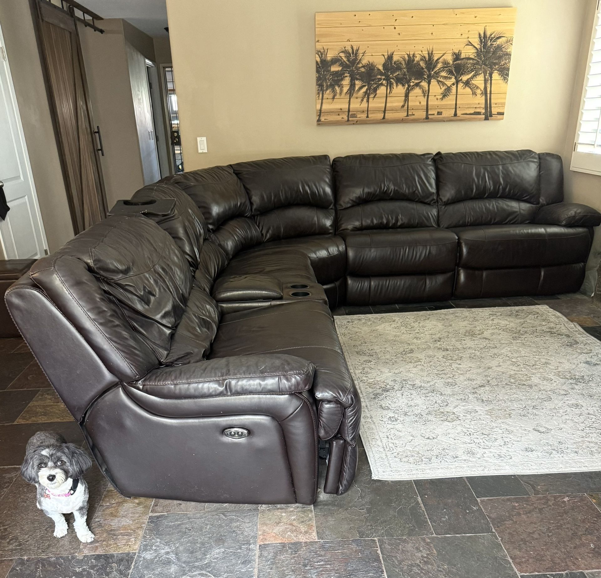 Large Sectional Recliner Couch Leather Sofa
