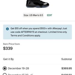 Jordan 11 Gamas Size 9.5