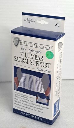FLA Lumbar Sacral Support 7" Latex-Free White Back Brace Multiple Size Available