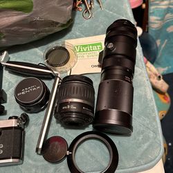 Pentax And Vivitar And Canon Camera And Lens Pieces