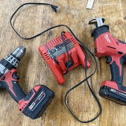Milwaukee drill and hackzall battery powered