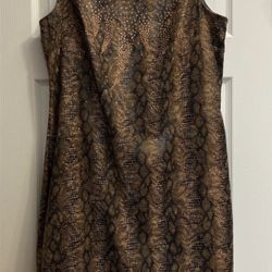 Vintage Y2K 90s CDC SEXY Sleeveless Leather-Like Fit Your Curves Dress Sz 14