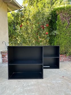 Pair of Black 2-Shelf Bookcases / Storage Shelves