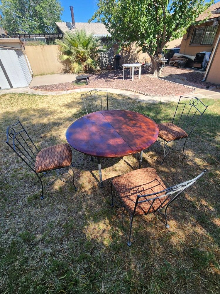 Wooden Table With Metal Chairs