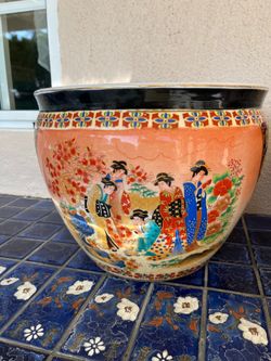 Satsuma Geisha Girls Fish Bowl Planter Flower Pot