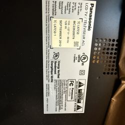 Panasonic 47" LCD TV for Sale! *Model:* TC-L47E50