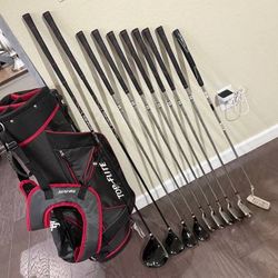 TOP FLITE GOLF SET Men’s Driver Woods Irons Bag Carbite Putter Balls +