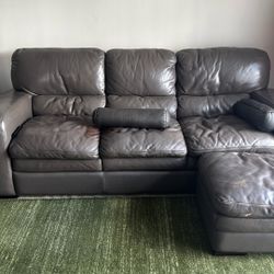 Brown Couch With Ottoman 