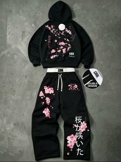 Japanese style hoodie and pants with Sakura