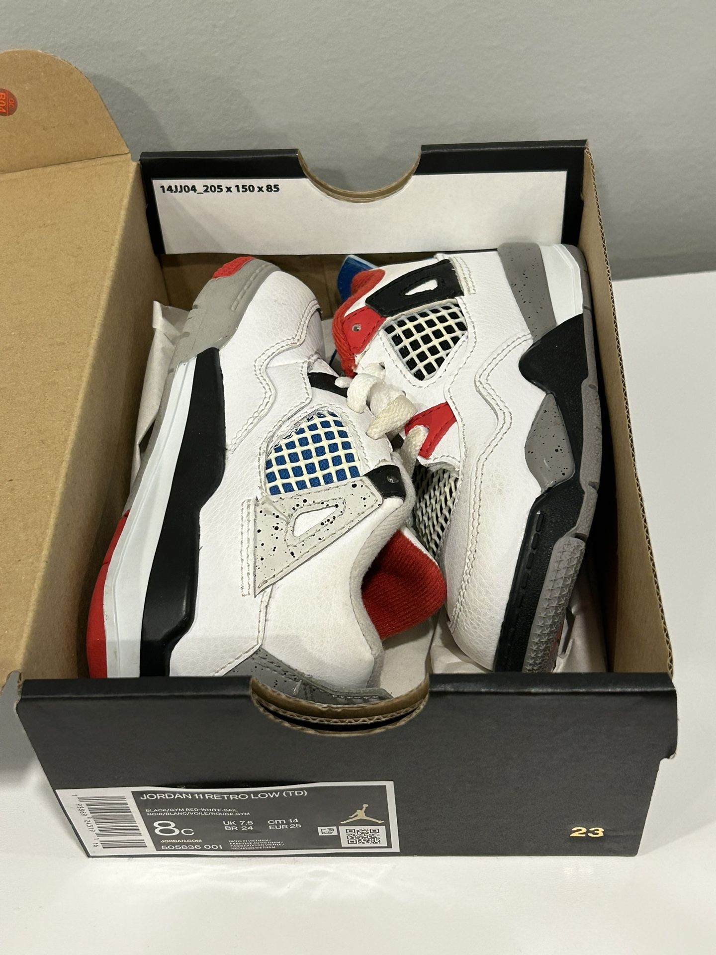 Toddler 8c Jordan White Blue Red Grey