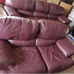 Leather Couch Set - 3 Pieces
