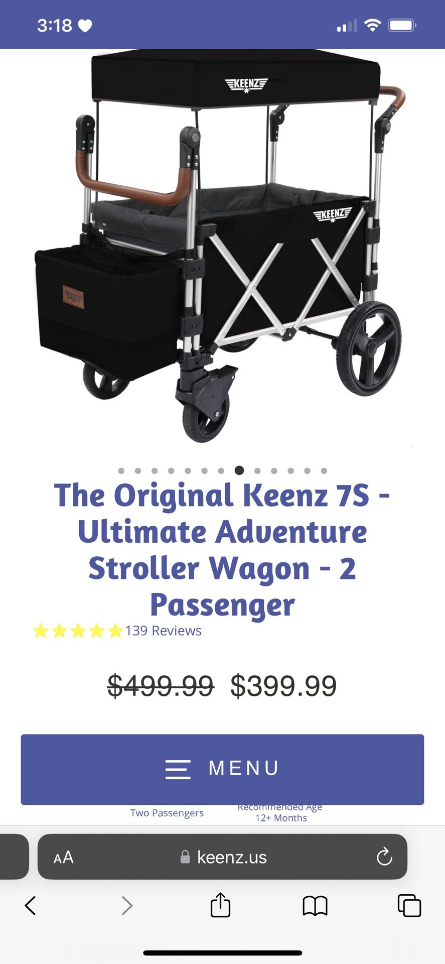 The Original Keenz Stroller Wagon - 2 Passenger 
