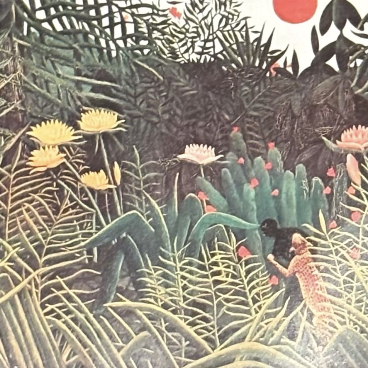 JUNGLE AT SUNSET 1910 Henri Rousseau Fine French Art Print Original 1975 Vintage COA Certificate of Authenticity Original Antique Italy Printed Coll,All Products : American Fashion Style Bags On Sale