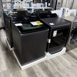 LG - 5.3 Cu Ft Mega Capacity Smart Top Load Washer With 4-Way Agitator, Ai Sensing & 7.3 Cu Ft Smart Gas Dryer Set In Matte Black 🔥