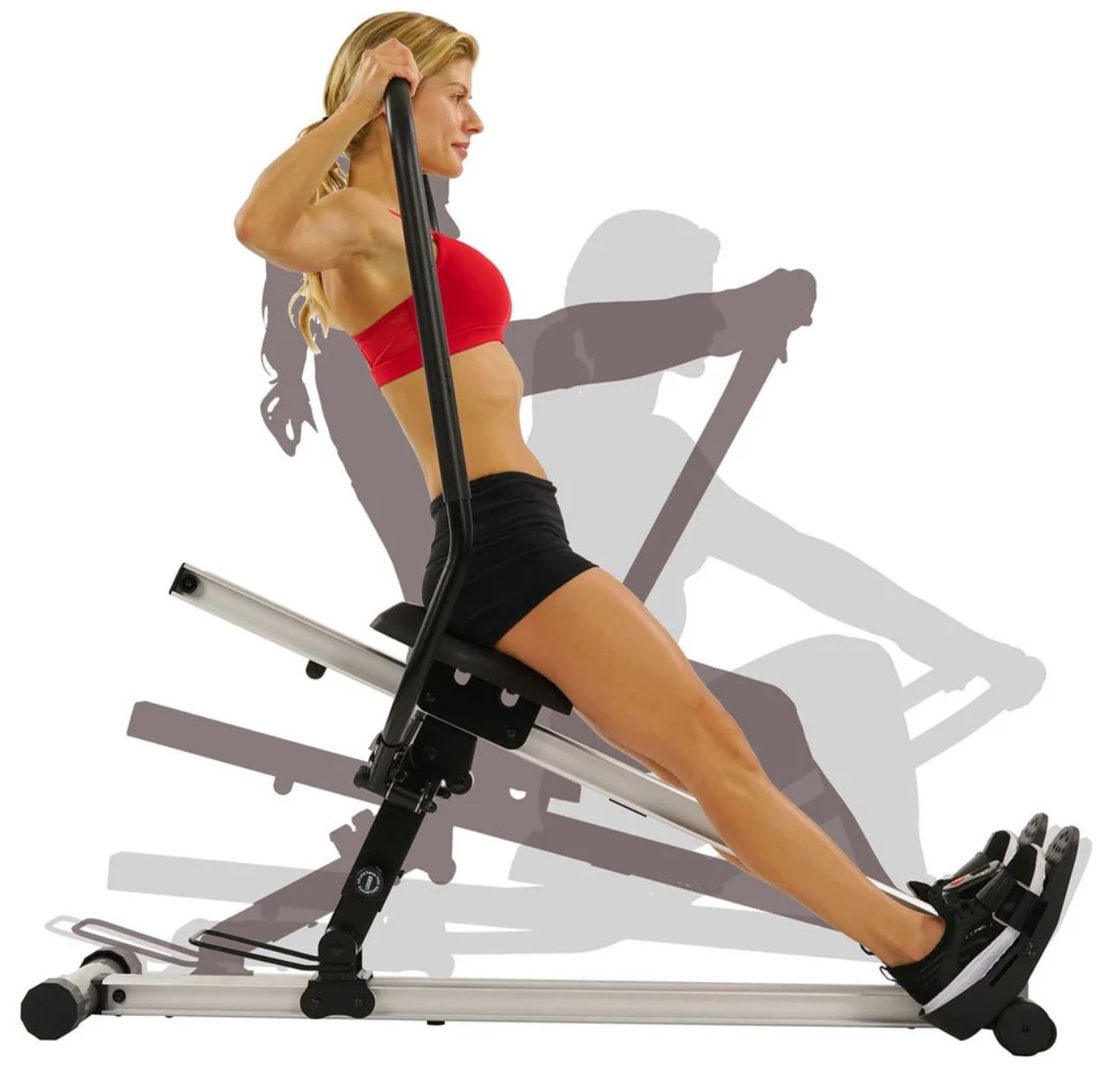 Sunny Health & Fitness Incline Full Motion Rowing Machine Rower w/ 350 Ib Weight Capacity and LCD Monitor