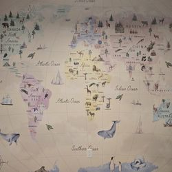 Nursery or Kids Educational World Map Wallpaper – Extra Large Wall Mural!
